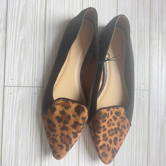 Gap Women’s Black and Animal Print Pointed Toe D’Orsay Ballet Flats Sz 7 - Picture 2 of 9